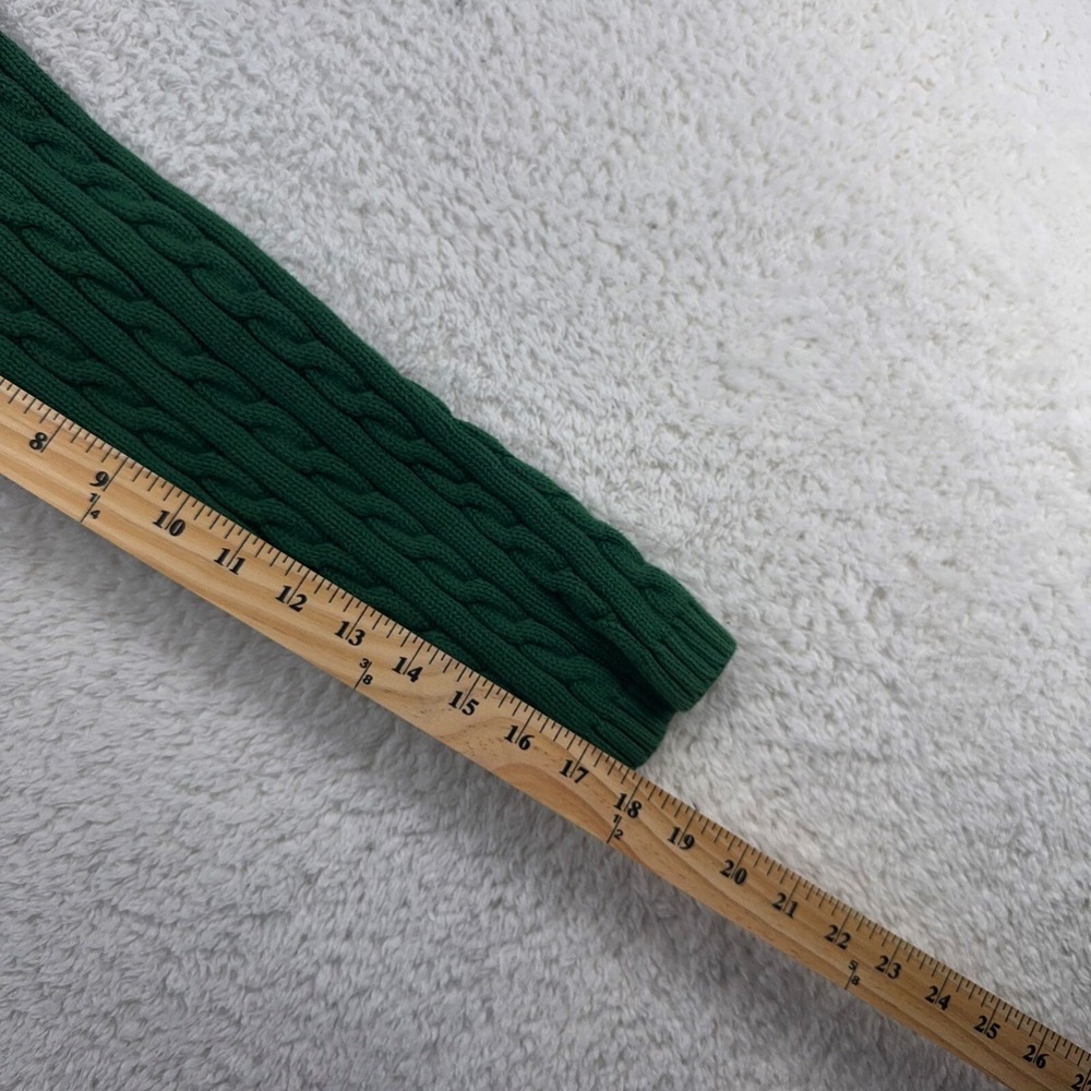 vintage LL BEAN WOMEN'S CABLE-KNIT SWEATER Fits Like SMALL kelly green cotton - Picture 6 of 6